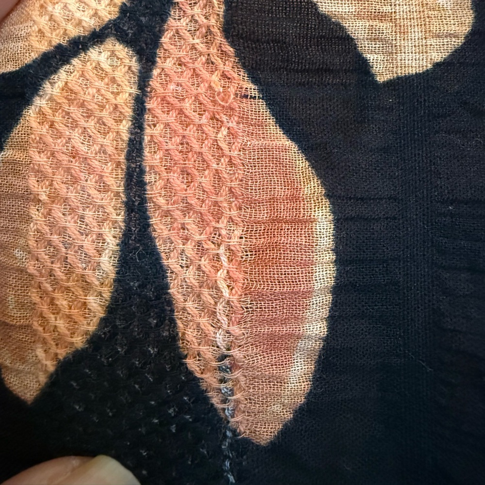 Anthropologie Orange and Black Relaxed Off The Shoulder Puffed Sleeve Blouse - Picture 5 of 11